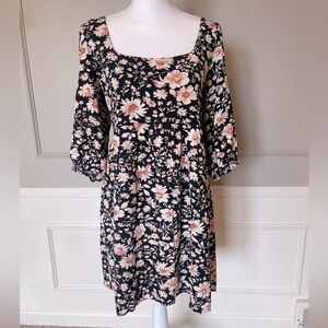 Floral Black Midi Dress